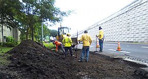 Se repara carril derecho de acceso al puente de Las Amricas