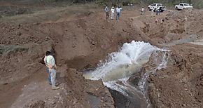 Perforacin de Tubera de 60 afecta la distribucin de agua potable en Panam Oeste