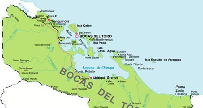 mapa de  bocas del toro