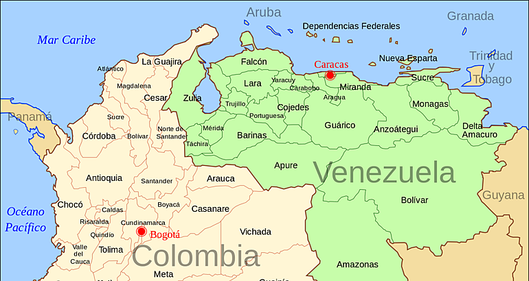 Mapa Colombia y Venezuela