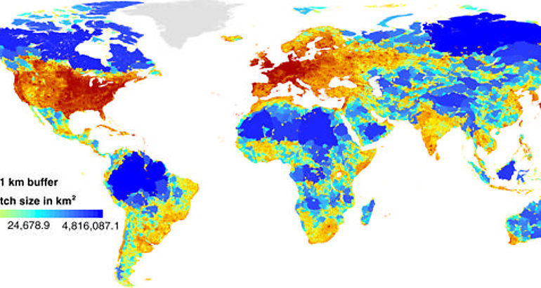 Mapa global de las reas sin acceso por carretera