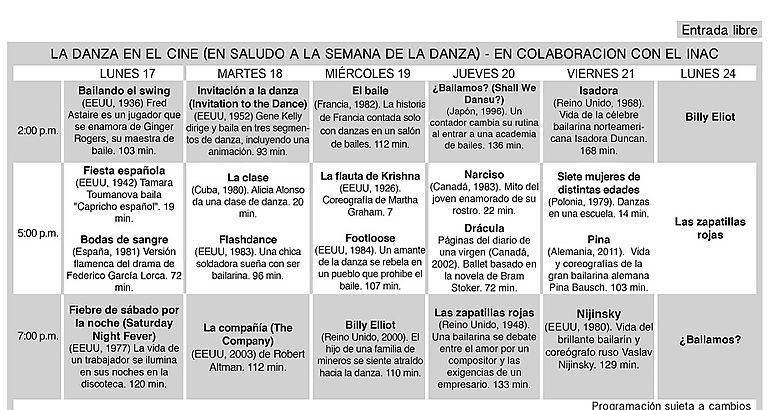 Tabla  cine universitario