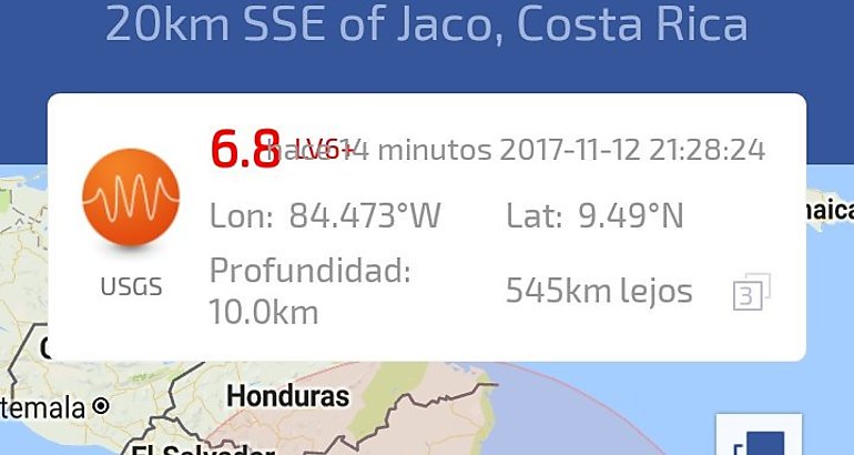 Un fuerte sismo sacude Costa Rica