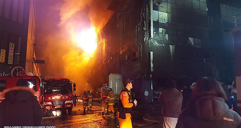 incendio de edificio en Corea del Sur