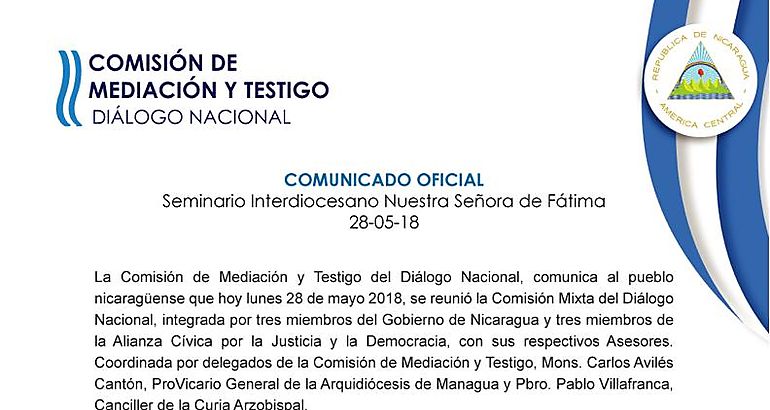 Comisin de Mediacin y Testigo con la Comisin Mixta del Dilogo Nacional