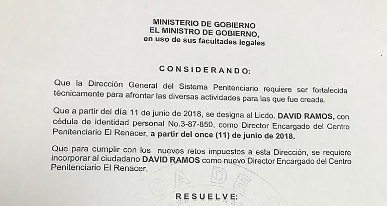 Nombran nuevo director del centro penitenciario El Renacer