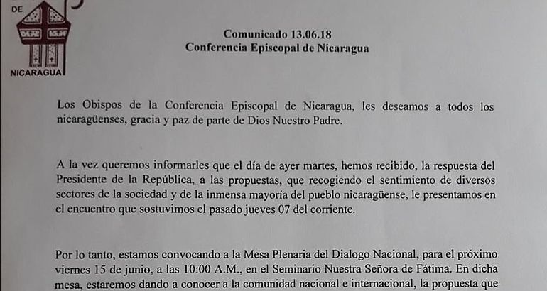 Comunicado de la Conferencia Episcopal de Nicaragua