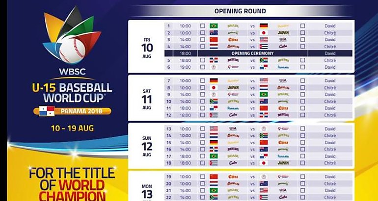 Calendario del Mundial U15 de Bisbol