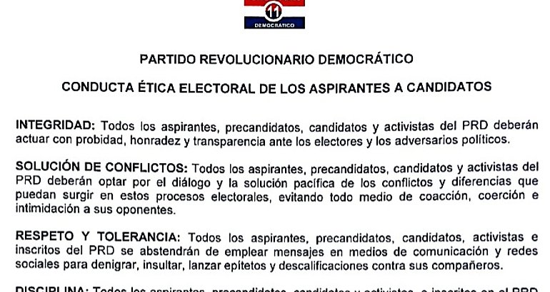 PRD hace pblica conducta tica de candidatos 