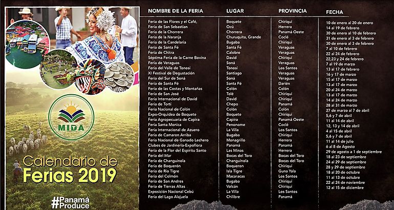 Calendario de ferias nacionales de Panam en 2019