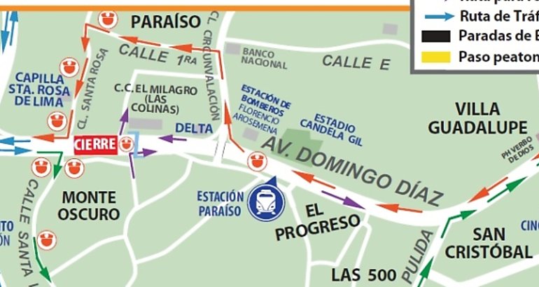 Cierre en la Av Domingo Daz a la altura de Monte Oscuro por montaje de pasarela 