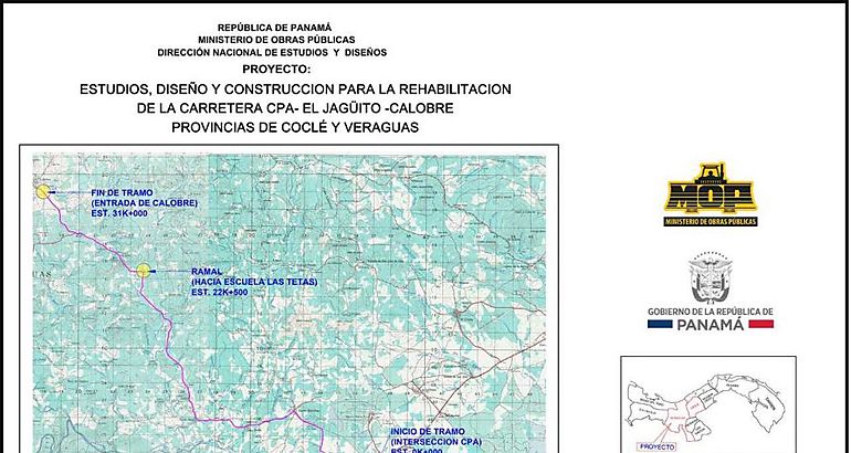 Licitarn rehabilitacin de la carretera CPA  El Jagito  Calobre en Cocl y Veraguas