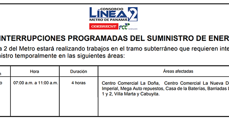 Sectores de la 24 de Diciembre estarn sin suministro elctrico el domingo 2 de junio 