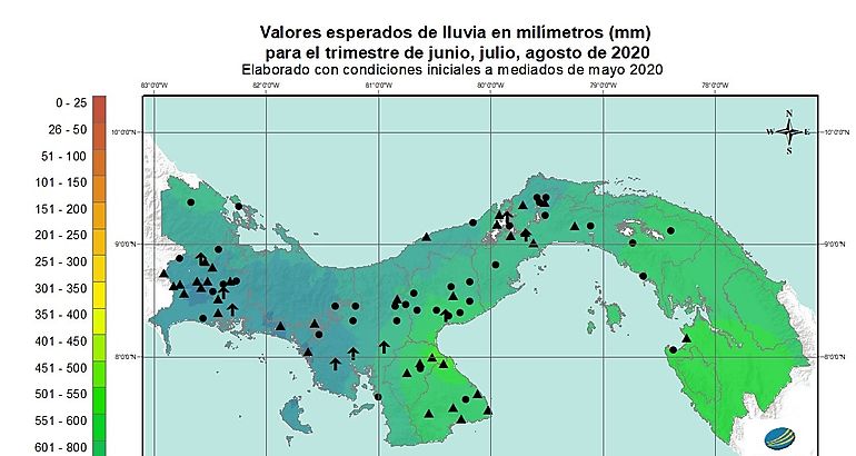 LLuvias estimadas para los meses de junio julio y agosto del 2020