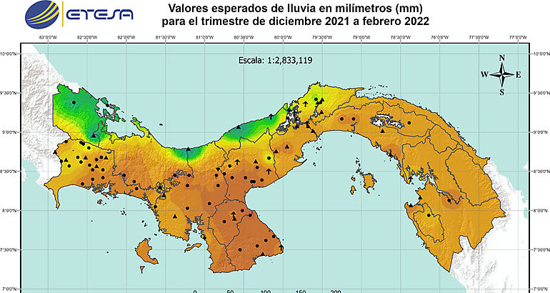 Lluvias estimadas para los meses de diciembre 2021 a febrero 2022