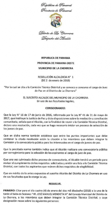 La Chorrera realiza concurso para cargo de Juez de Paz 